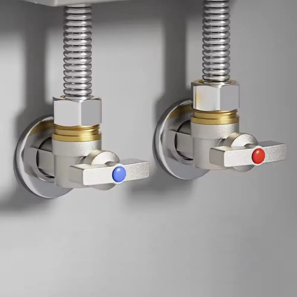 

Hot and Cold Water Large Flow Water Stop Valves G1/2" Brass Inlet Ball Valves Durable with Handle Angle Valve Ball Core