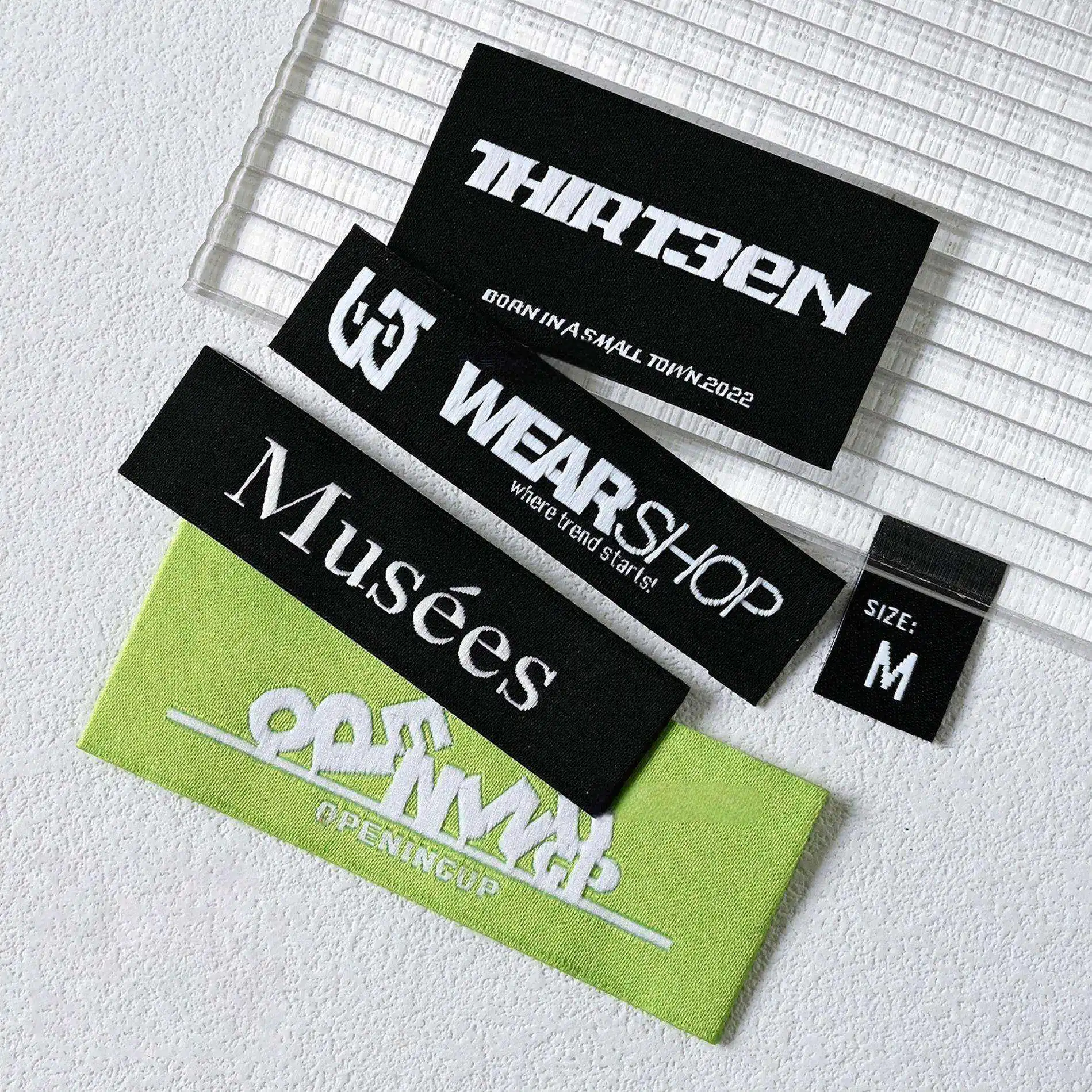

Custom Woven Labels for Clothing High Density Private Logo/Brand Name Neck & Main Label , End/Center Fold Garment Accessories