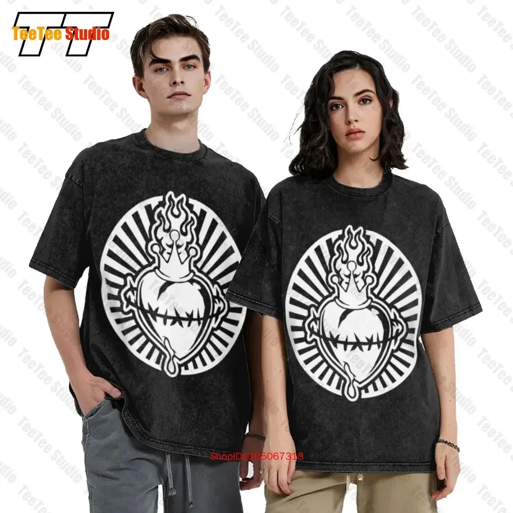 Sacred Heart Feast Jesus Mary Tattoo Blood Vintage Oversized T-Shirt K0Y1