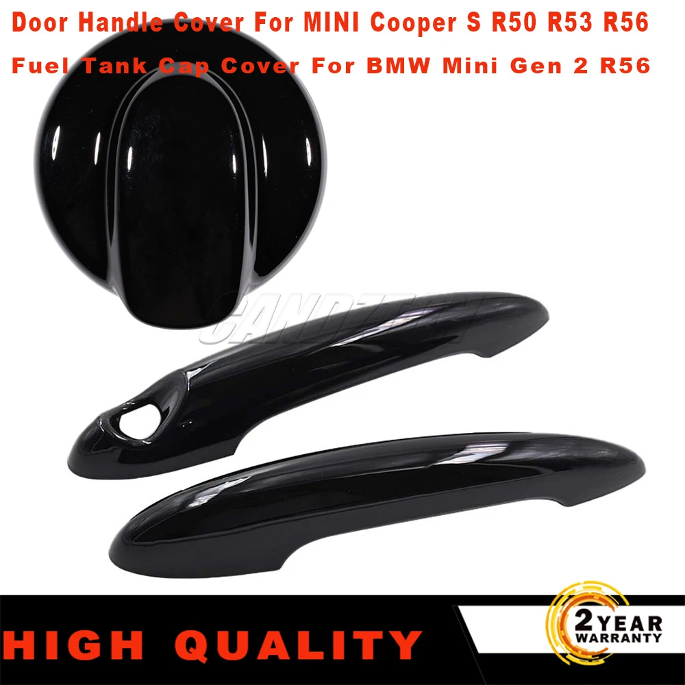 

1 Pair Black Or Carbon Fiber Door Handle Cover For MINI Cooper S R50 R53 R56 & 1PC Fuel Tank Cap Cover For BMW Mini Gen 2 R56