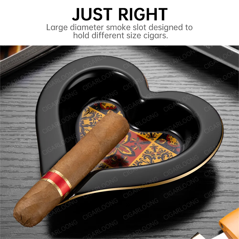 Ceramic Cigar Ashtray Poker Shape,Heart Spade Design,Retro Pattern Compact Desktop Ornament,Creative Home Office Smoking Gift
