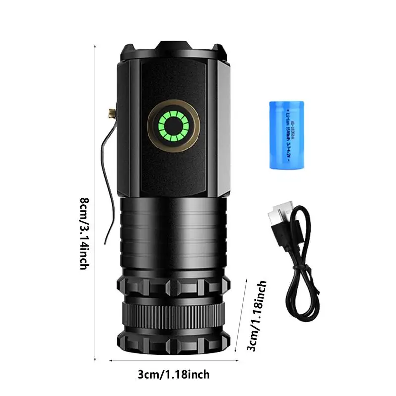 Linternas LED de mano de alto lúmenes, diseño de tres ojos, linterna LED de mano, resistente al agua, compacta, brillo ajustable, Mini