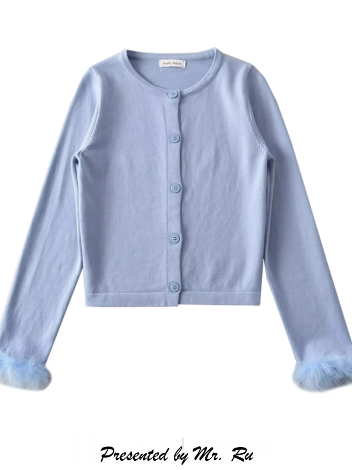 

Новый синий вязаный кардиган на одной пуговице, универсальный, простой, с вырезом на рукаве, легкая верхняя одежда, осенняя новинка