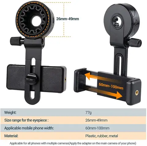 Upgrade Universal Cell Phone Adapter Bracket Clip Mount Soft Rubber Material For Binocular Monocular Spotting Scope Telescope