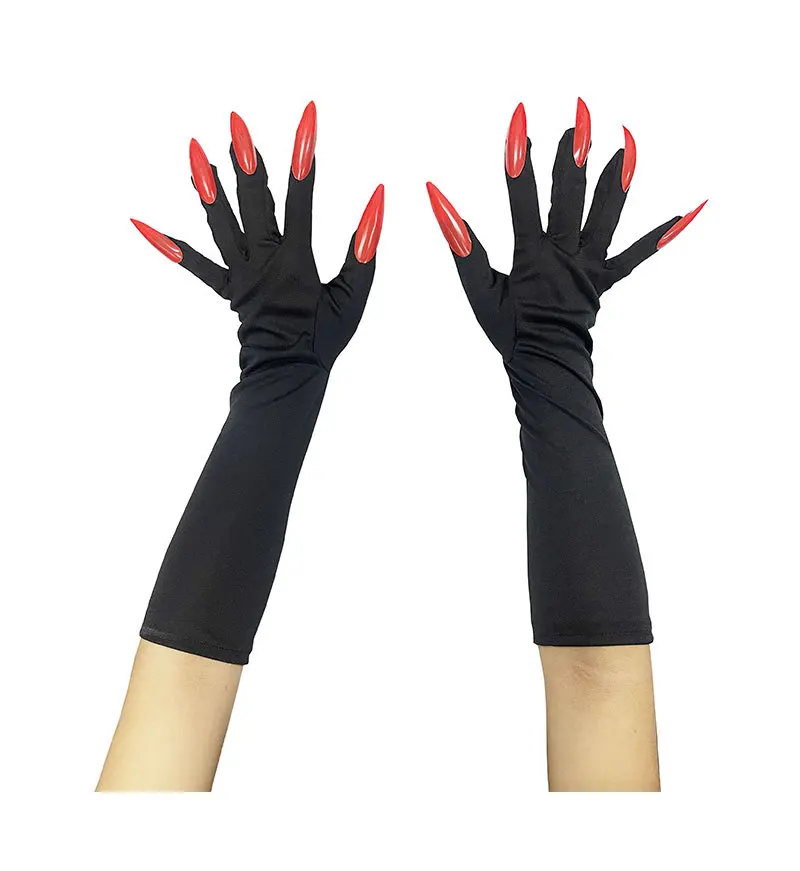 Halloween Gruselige Krallenhandschuhe Lange Nägel Cosplay Kostümzubehör Hexe Vampir Dämon Dehnbare Hände Rot Schwarz Lustiger Handschuh 2026 – Detail 11