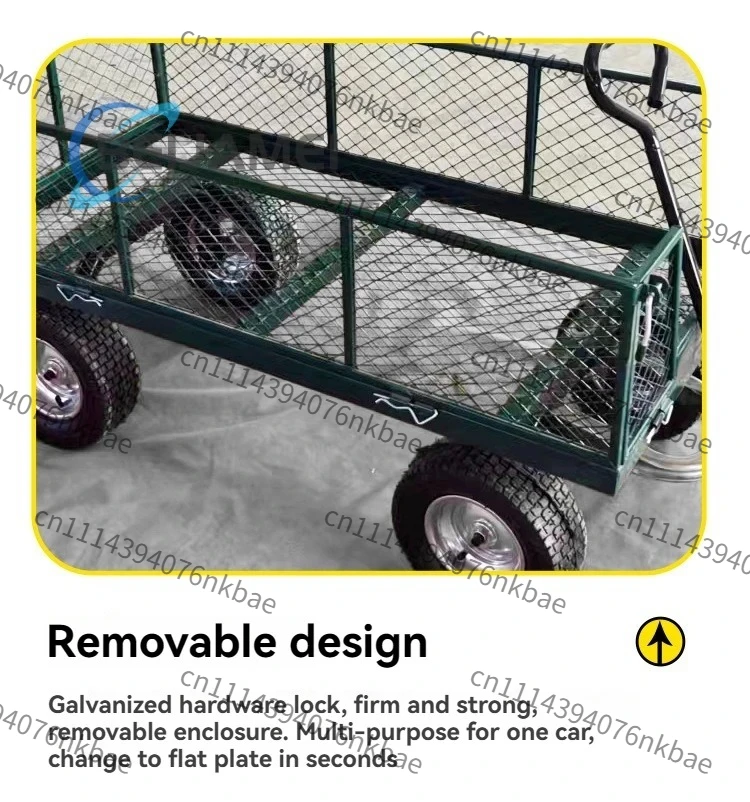 Four-Wheel Mesh Hand Push Cart, Express & Night Market Stall Transport Hand Trailer Cargo Handcart