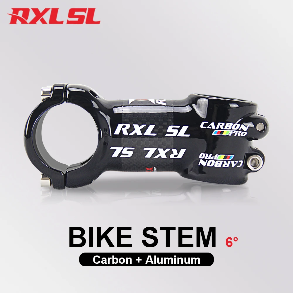 RXL SL Wspornik rowerowy z włókna węglowego, 6-stopniowa kierownica MTB, moc 31,8 mm, stół do roweru szosowego, wspornik kierownicy rowerowej do montażu MTB