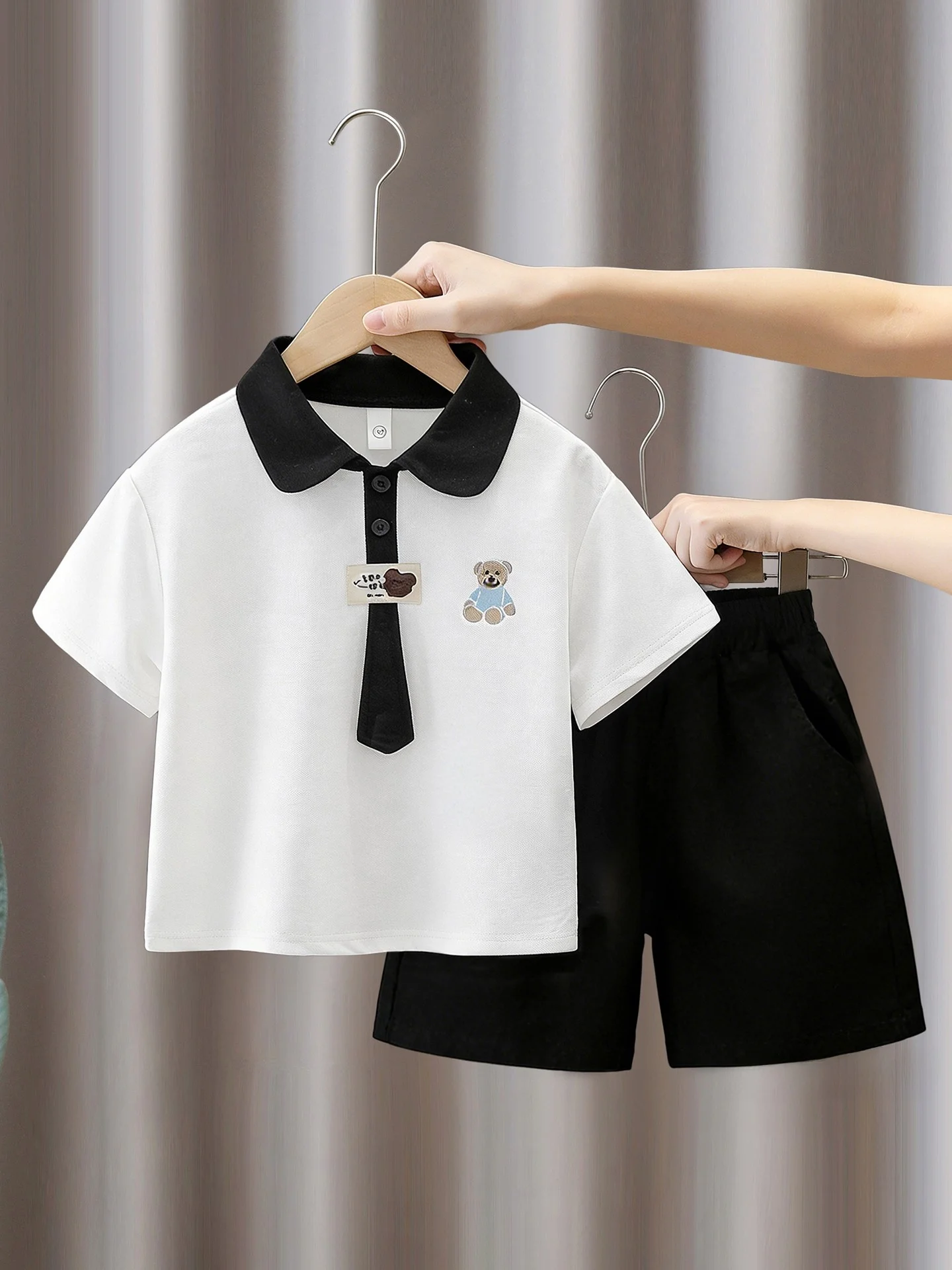 summer-pre-school-uniform-set-children's-shirt-boys-girls-two-piece-set-casual-style-school-scene-friendly-comfortable-m
