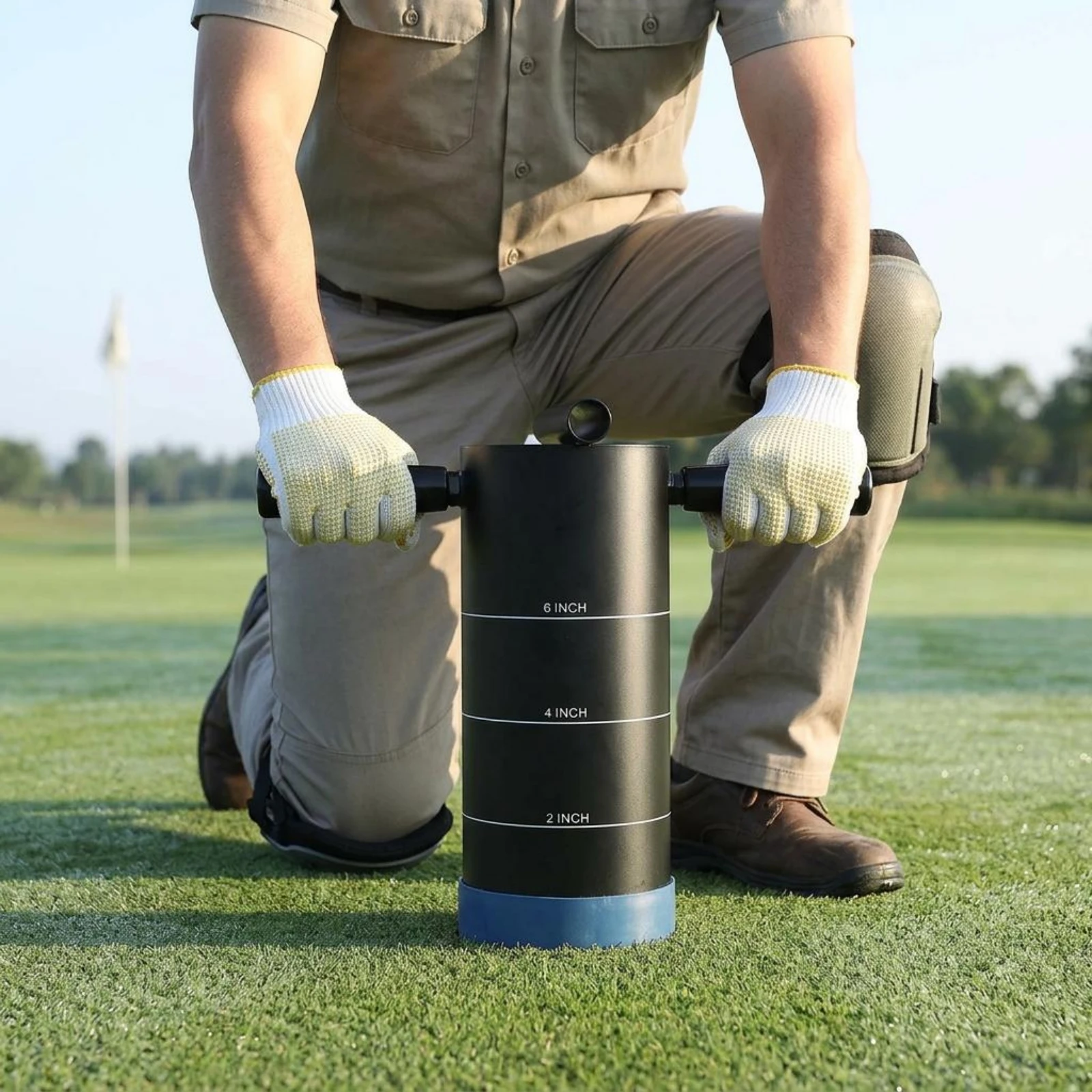 

Golf Hole Cutter Steel Golf Cup Cutter Outdoor Tool Included Gloves Black for Groundskeepers