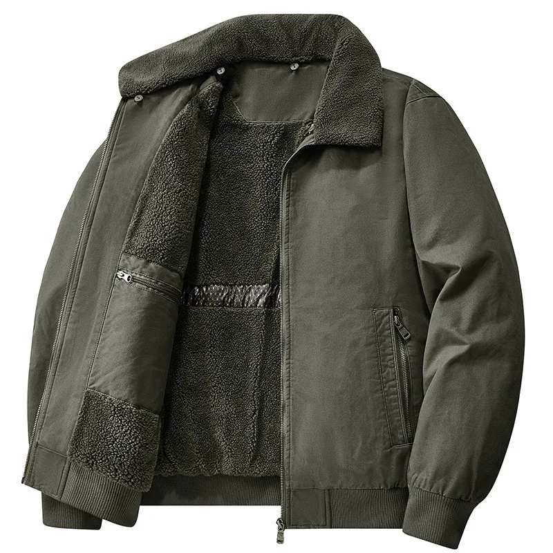 أدوات جديدة للرجال مقاس كبير سترة مبطنة من الكشمير المقلد ملابس مبطنة دافئة للرجال ملابس شتوية مبطنة #3