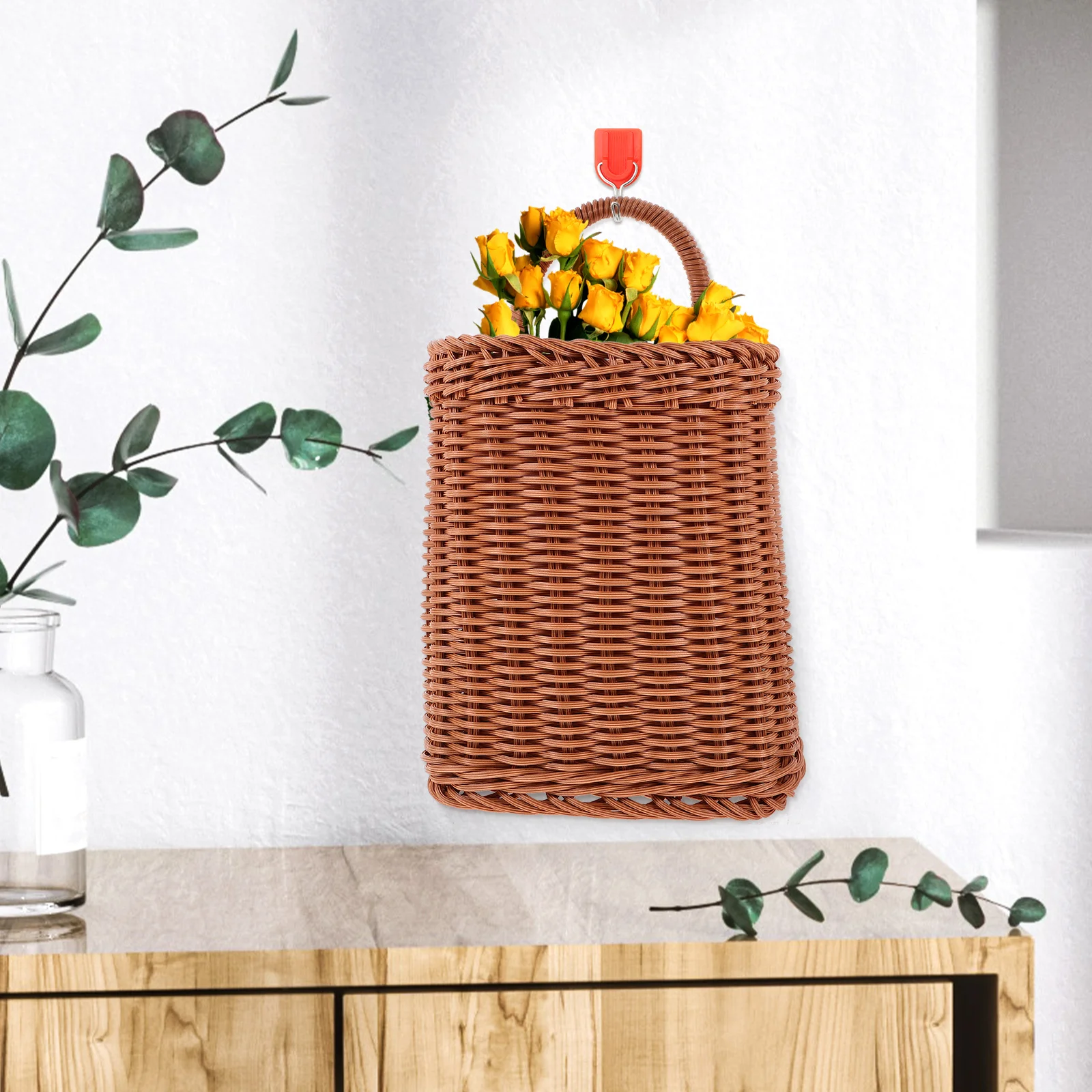 

Vegetable Basket Wall Hanging Storage Potato Ricer Baskets Imitation Rattan Large