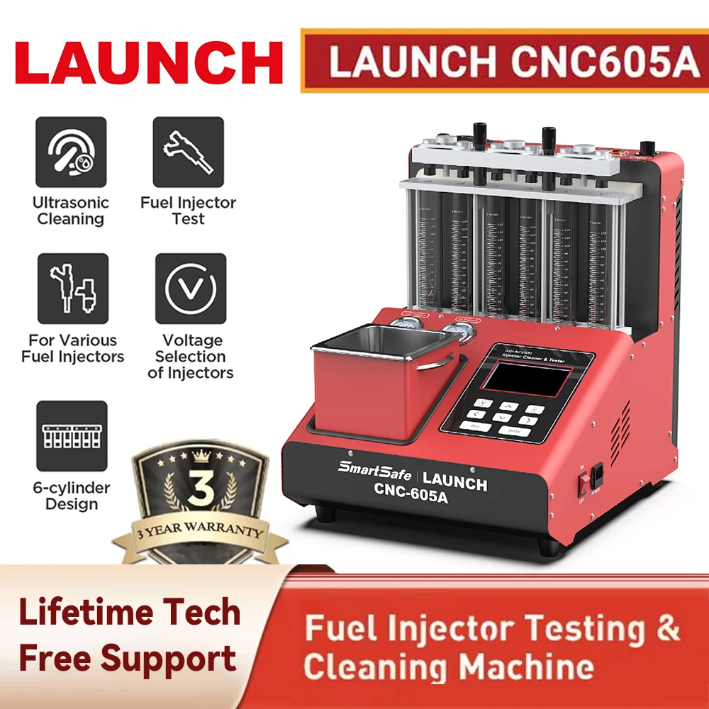 LAUNCH CNC605A Fuel Injector Cleaner & Tester Machine 6 Cylinders GDI EFI FEI Piezoelectric Nozzle 6-Cylinders Machine CNC 605A