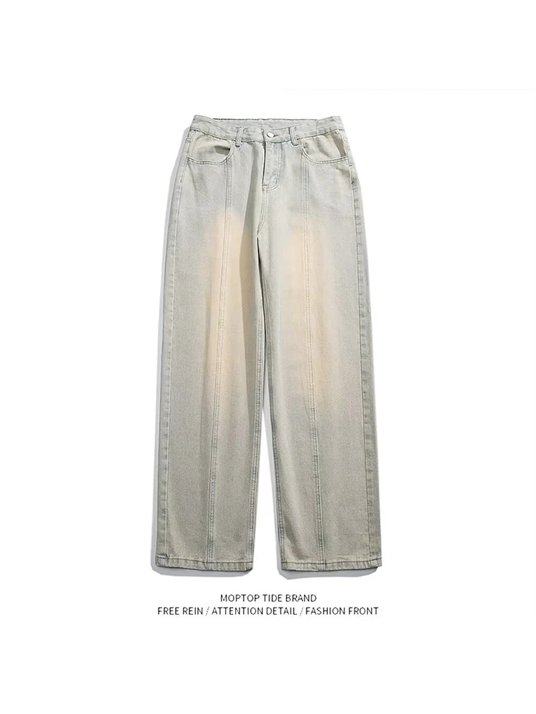 

Retro American Street Sle Men's Jeans Distred Straight Leg Loose Fit Casual Spring Cotton Canvas Anti-Bacterial