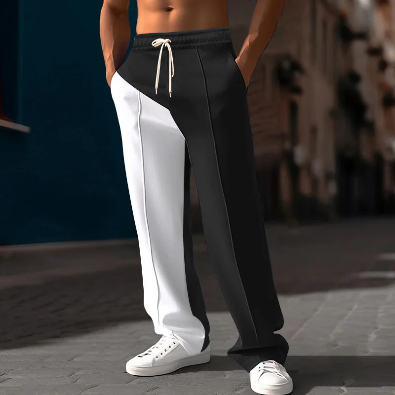 New-Men's-Luxury-Jogging-Pants-Men's-Plus-Size-Men's-Straight-Leg-Color-Blocked-Casual-Pants-Loose-and-Versatile-Elastic-Pants