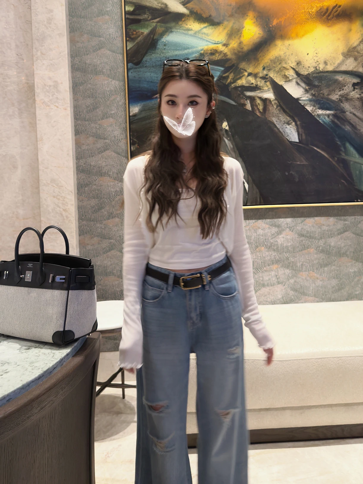 

Rubbit Chic Early Autumn Romantic Ear Wave Open Cardigan Women's Light Transparent Silk Cotton Sun Protection Top