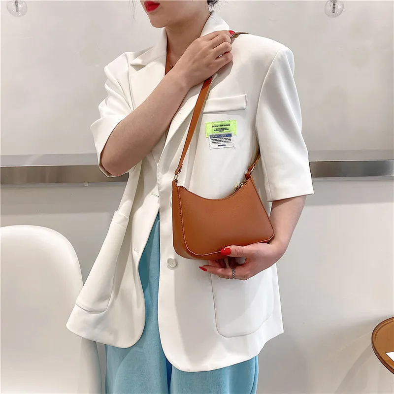 2023 New Women's Fashion Handbags Retro Solid Color PU Leather Shoulder Underarm Bag Casual Women  Handbags Designer Bag