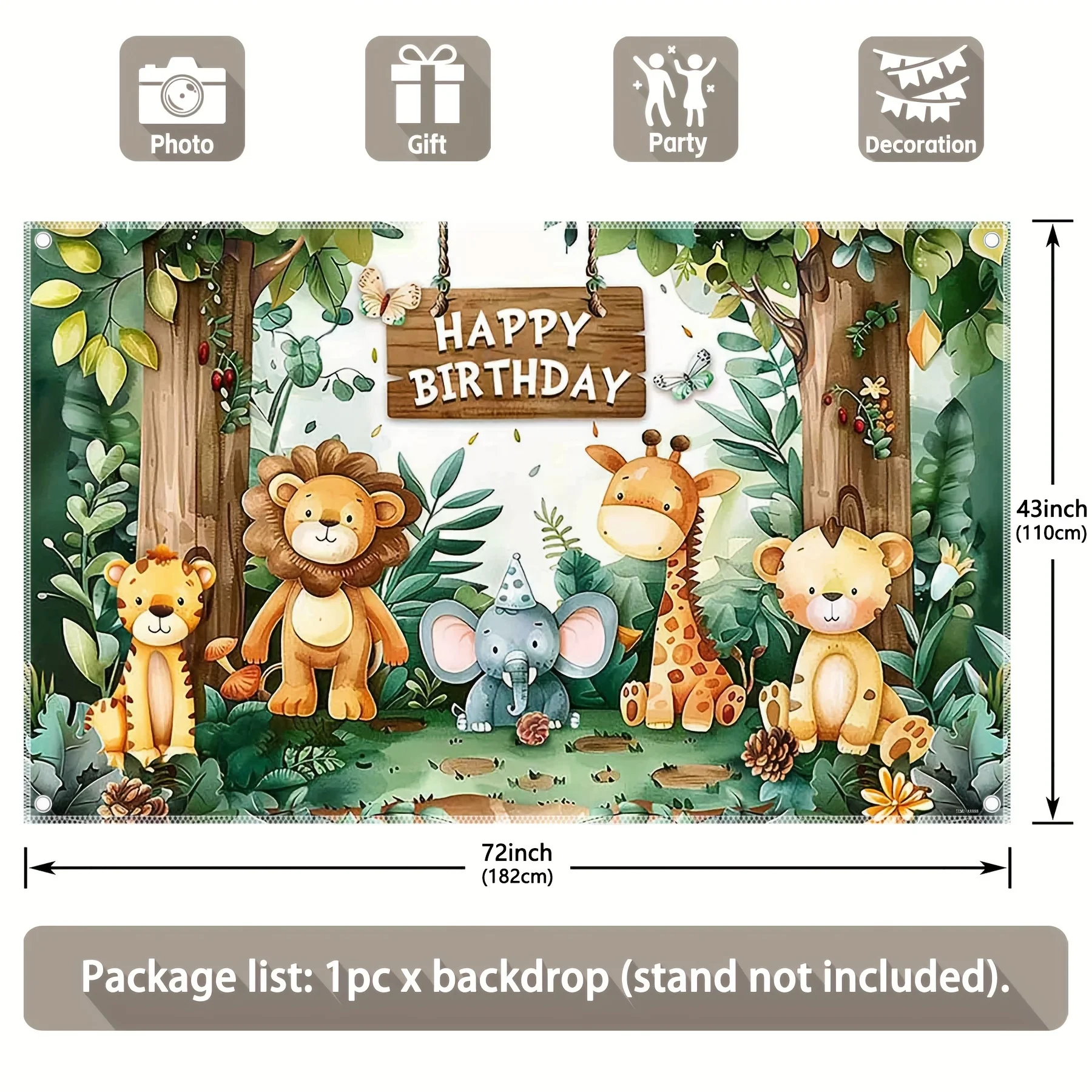 Fondo de cumpleaños de jungla  - Photography Zoo reseña y precio