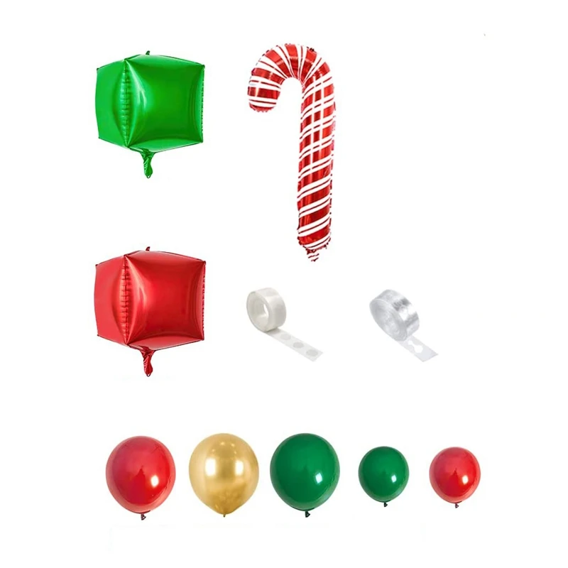 Christmas Balloon Arch Green Gold Red Box Candy Balloons Garland Cone Explosion Star Foil Balloons Christmas Decoration