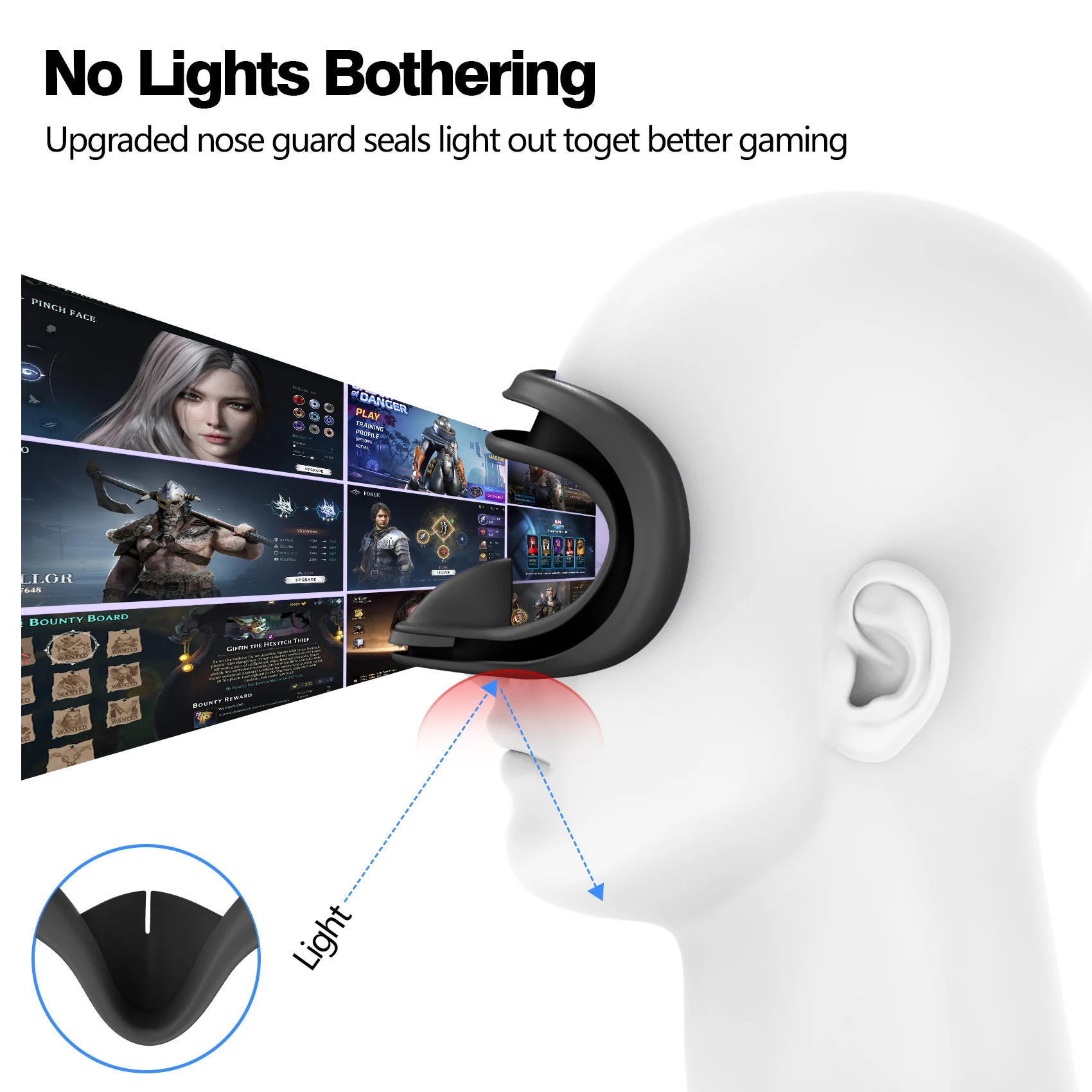 Für Meta Quest 2/Oculus Quest 3/Quest 3S Fall Ersatz Gesicht Pad Silikon Augen Abdeckung Anti-schweiß Abdeckung VR Gläser Zubehör – Detail 5