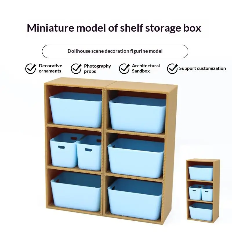 

Blue Compact Storage Box for Dollhouse Scene Miniature Shelf 1Pcs Decor Bin