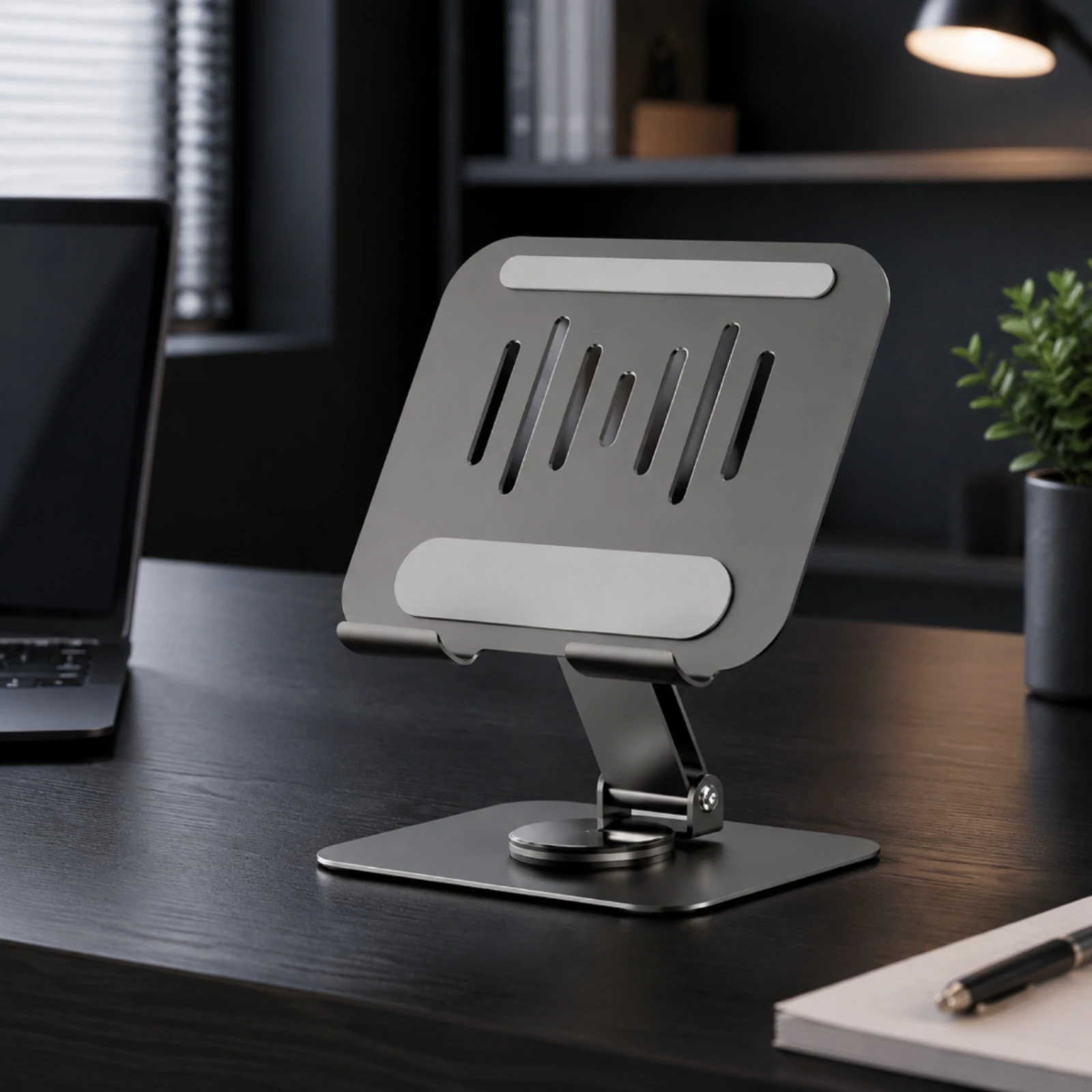 Rotating Desktop Tablet Stand Ventilated Metal Tablet Stand with Ventilation Slots Stable Non-Slip for Desk, Study Areas