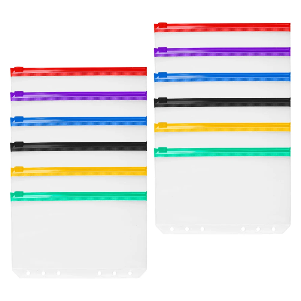 12pcs Zipper Bags Blinder Pockets Inner Core Loose Leaf Document Binders Envelope School Office Wear Resistant