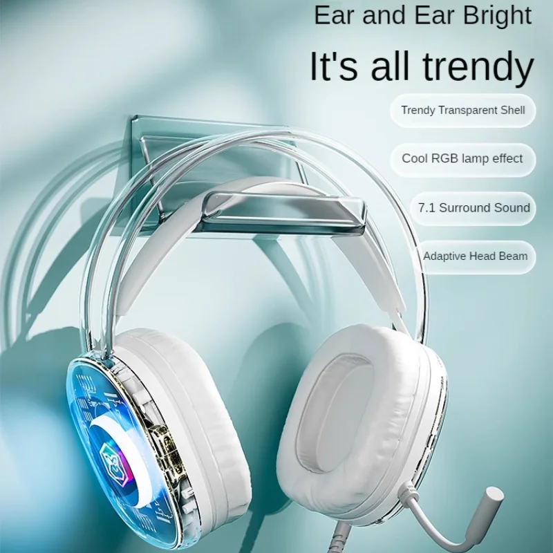 EWEADN X15 Wired Headset Transparent Gaming Accessories Desktop Computer E-sports Dedicated Noise Reduction Headset Microphone