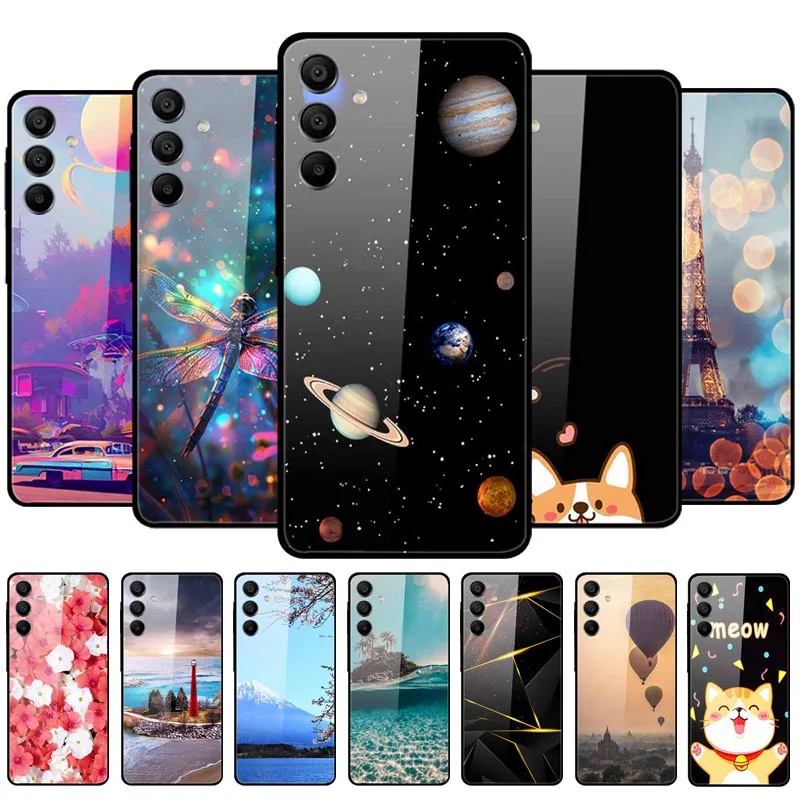 

For Samsung Galaxy A16 5G Tempered Glass Case Back Cover Hard Phone Cases for SamsungA16 6.7" Fundas Fashion Protector New Coque