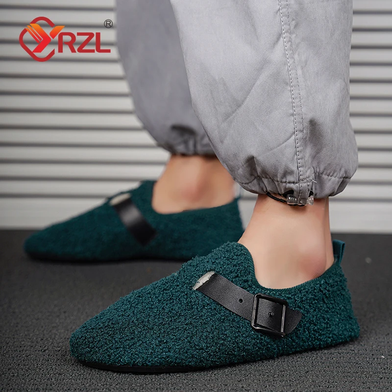 Yrzl Katoenen Schoenen Effen Warm Disigner Mannelijke Winter Thuis Slippers Pluche Vloer Schoen Binnen Zachte Zool Anti-Slip Katoenen Schoenen Voor Mannen