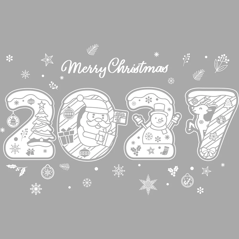 Electrostatic Merry Christmas Window Stickers 2027 Mutlicolor Window Decorations Photo Props Scene Ornament Window Static Clings