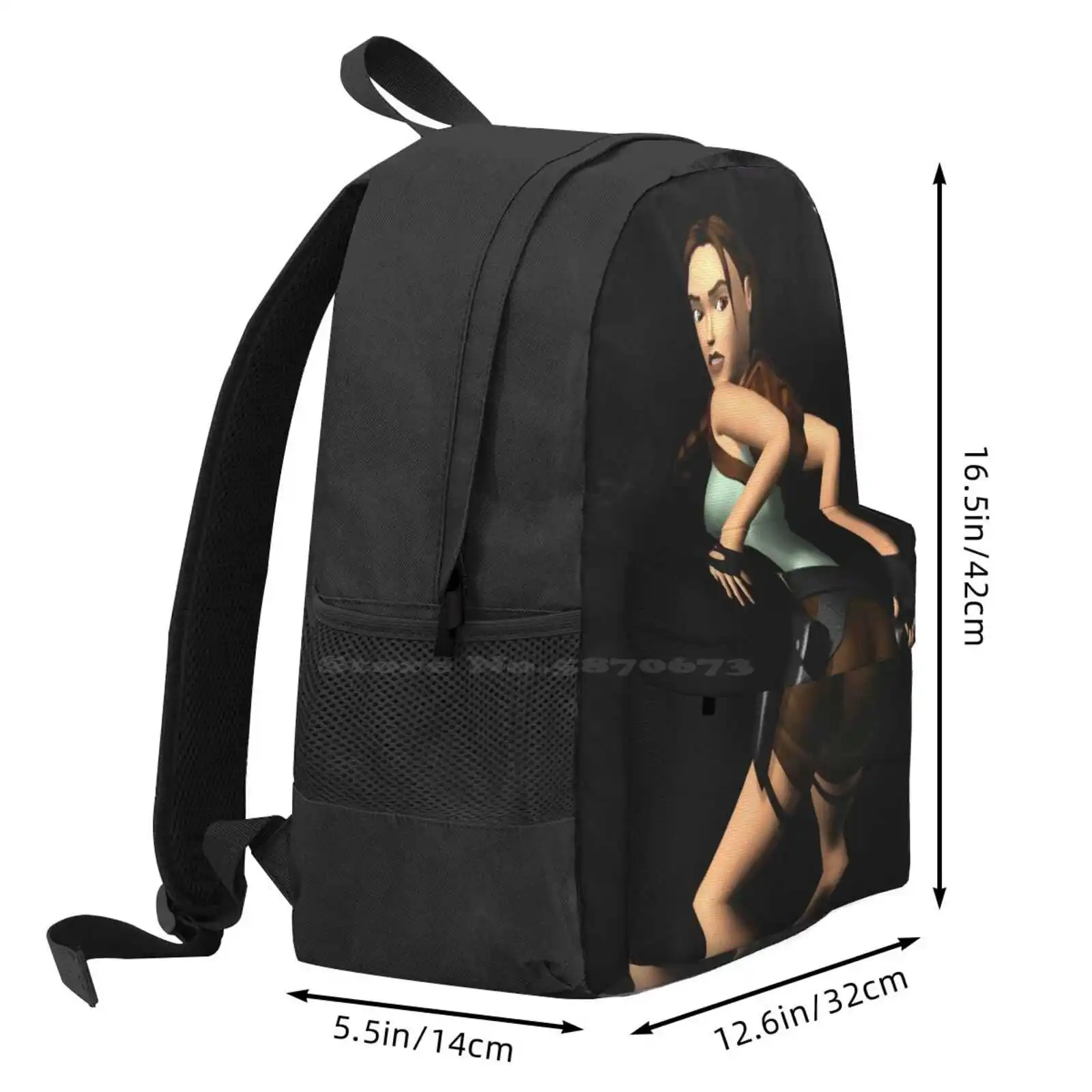 Tomb Raider 4-Sac à Dos Cartable pour Femme, Sacs à la Mode, Lara Croft Retro Games 90S Gaming Heroine Bathing, Vente Chaude