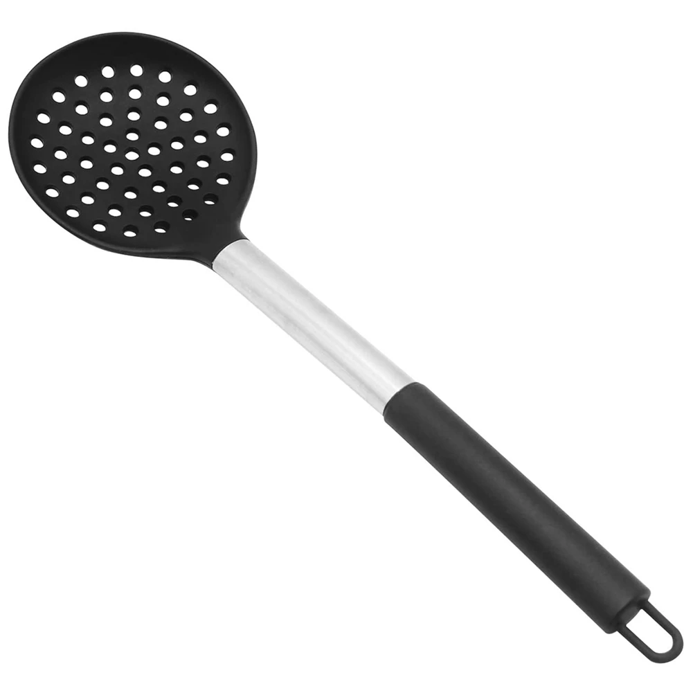 Silicone Slotted Spoon, BPA-Rree & Heat Resistant Up to 480°F, Stainless Steel Handle Seamless Nonstick Kitchen Skimmer