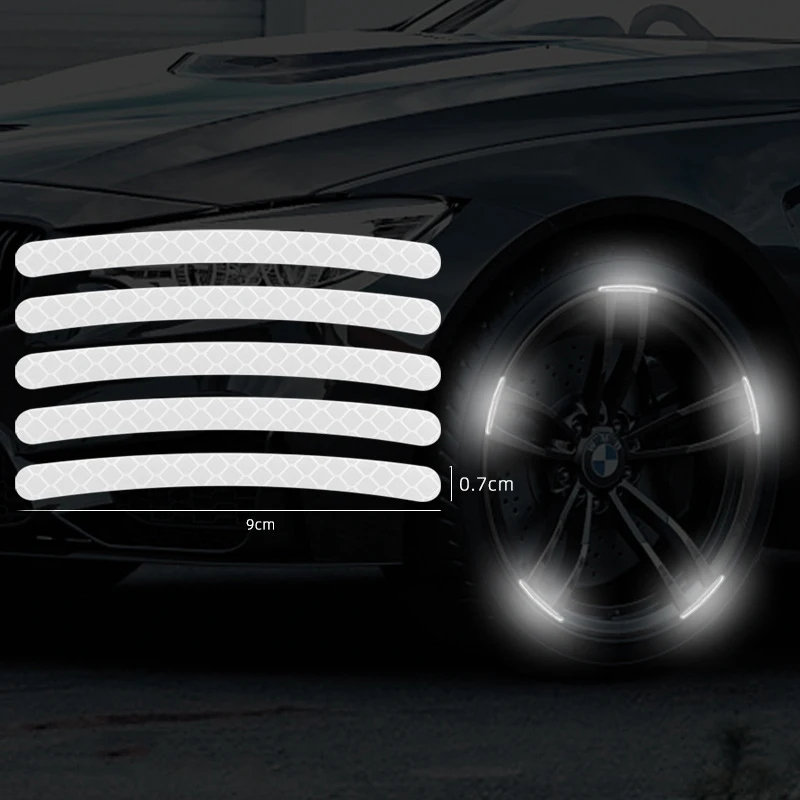 20/40Pcs Car Wheel Hub Reflective Sticker Set car Motorcycle Stripe Tape Decorative Stickers Car Decal Auto Exterior Accessories