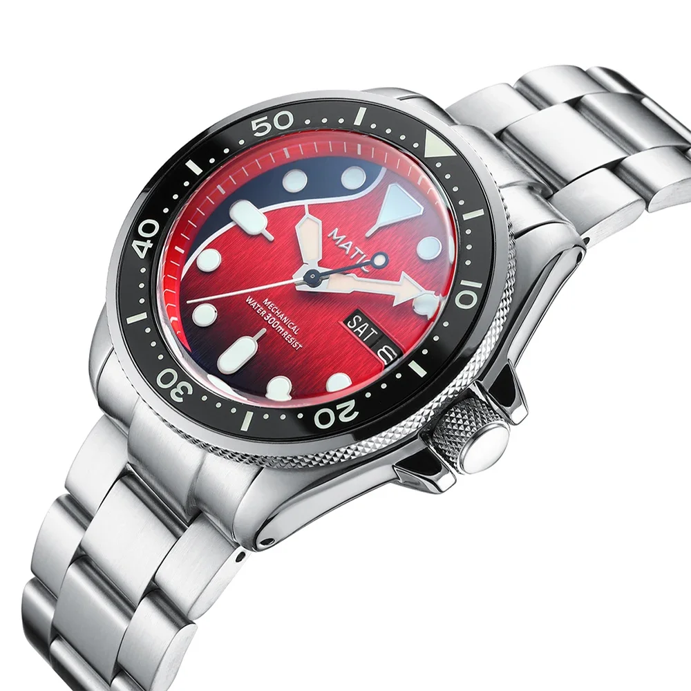 Imagem -02 - Relógios de Pulso Mecânicos com Mostrador Vermelho e Preto Relógio Diver se 42 mm Sii Nh36a Skx