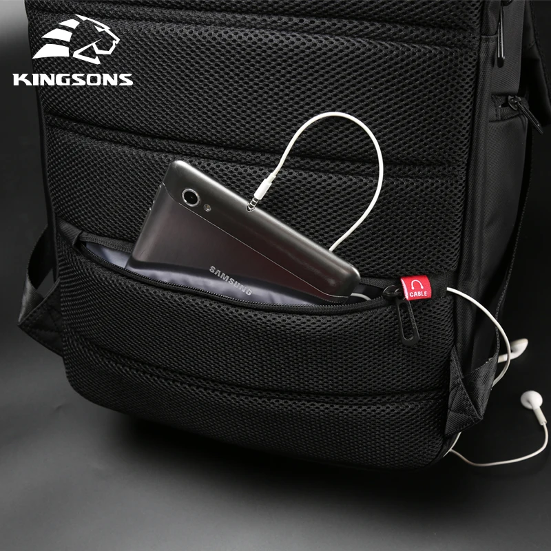 Imagem -05 - Kingsons Anti Roubo Melhor 15 Polegada Homens Mochilas Portáteis à Prova Impermeável Água Viagem Usb Carregador Bolsas de Escola