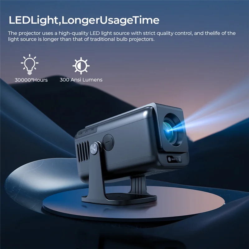 

ABKQ-Smart Projector 4K 1080P 300ANSI Android13 Media Center Amlogic 950S Quad Cortex-A53 Wifi6 BT5.0 HDR10+ Projector