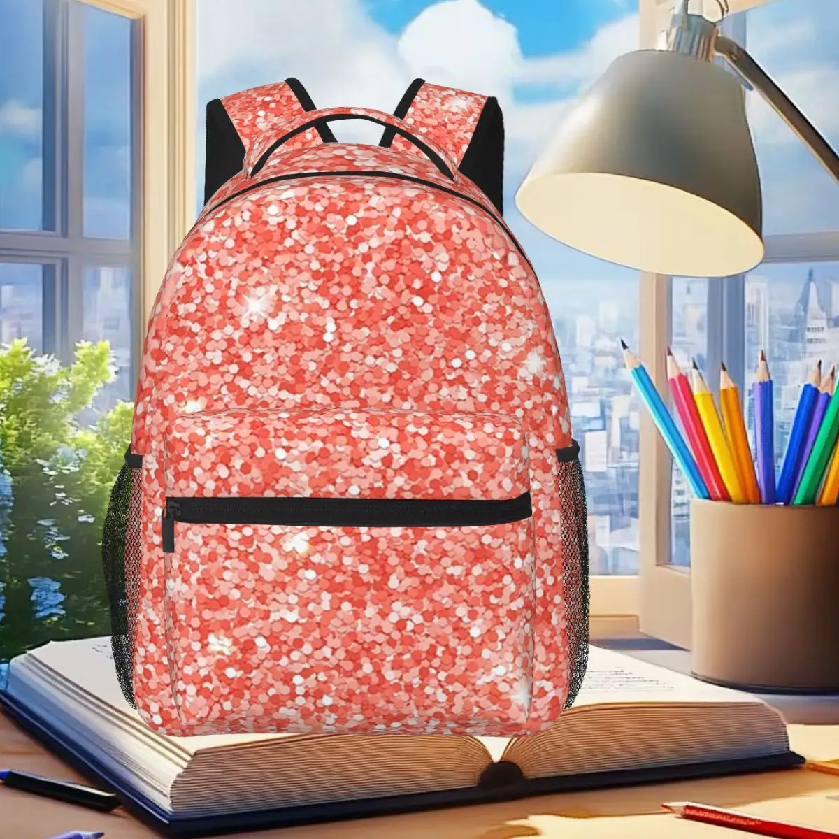 

Glitter Art Design Skirts Backpack Student Boys Girls BookBag Children School Bag Computer Shoulder Bags for Men Women