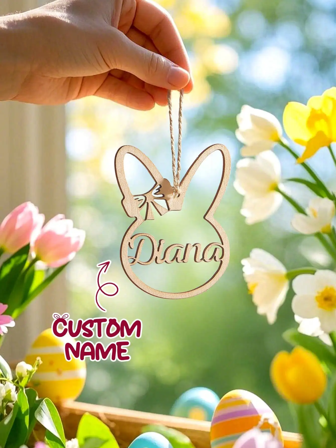 Custom Easter Bunny Ornament Personalized Spring Decor Gift For Family Couples Teen Birthday Graduation Home Party Keepsake