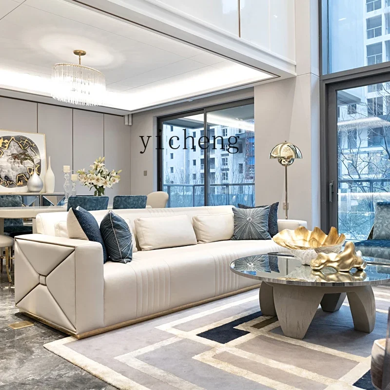 American Light Luxury Solid Wood Sofa Combination Living Room Model Room Villa FurnitureA12