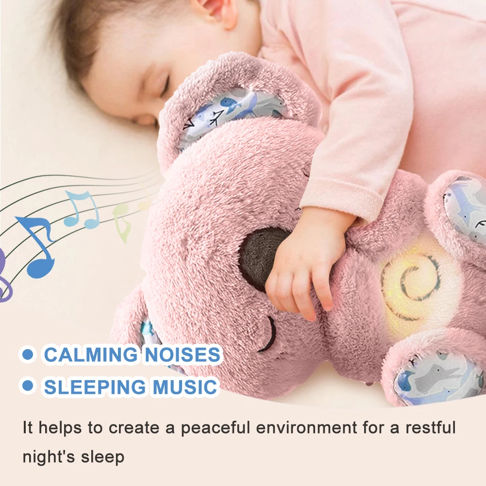 Cute Koala Soothing Sleep Toys for Kids Baby Calming Anxiety Relief Breathing Koala Toy Sleep Buddy Plush Doll With Lights Lulla