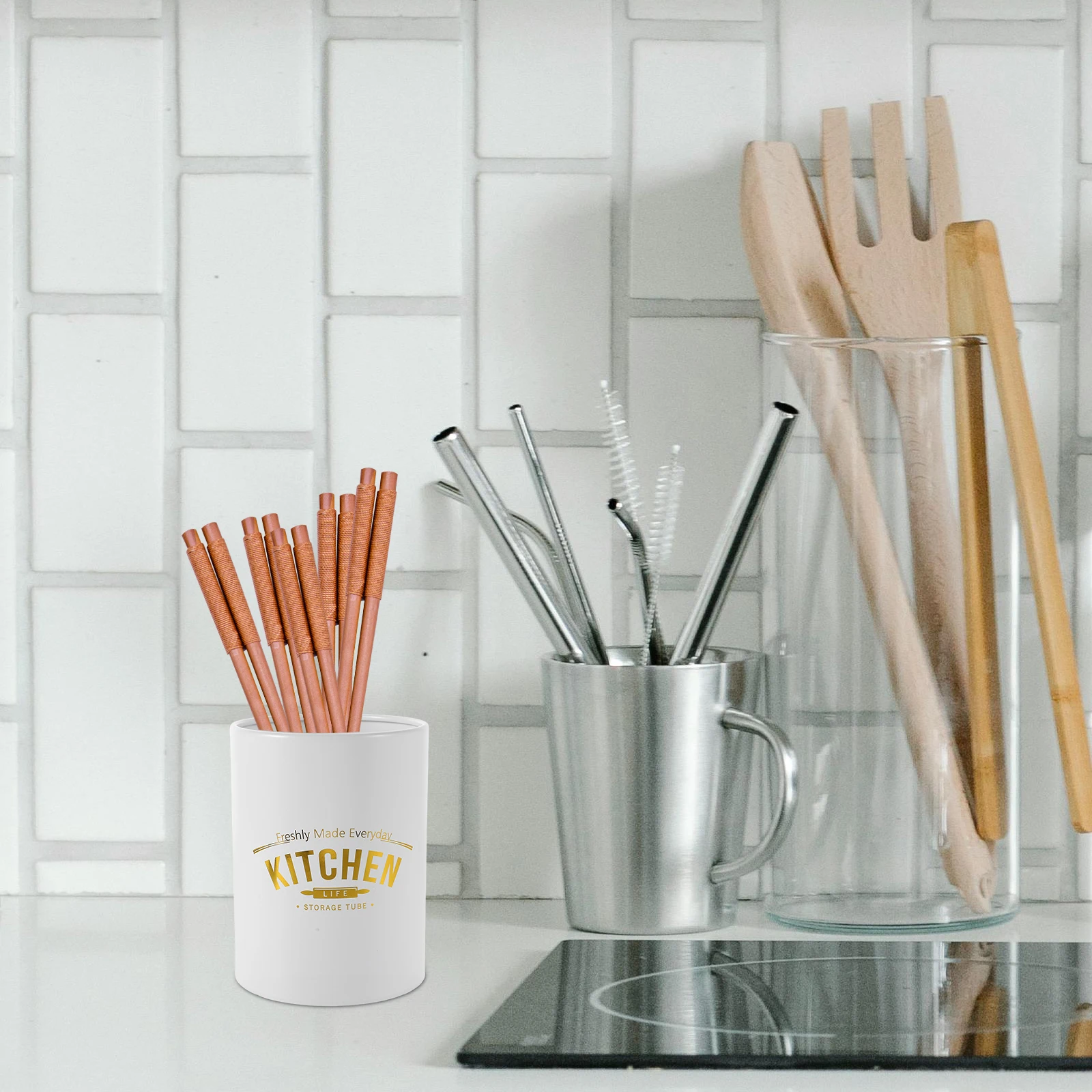 

Kitchenware Storage Bucket Countertop Silverware Holder Chopstick Rest Iron Cutlery Organiser