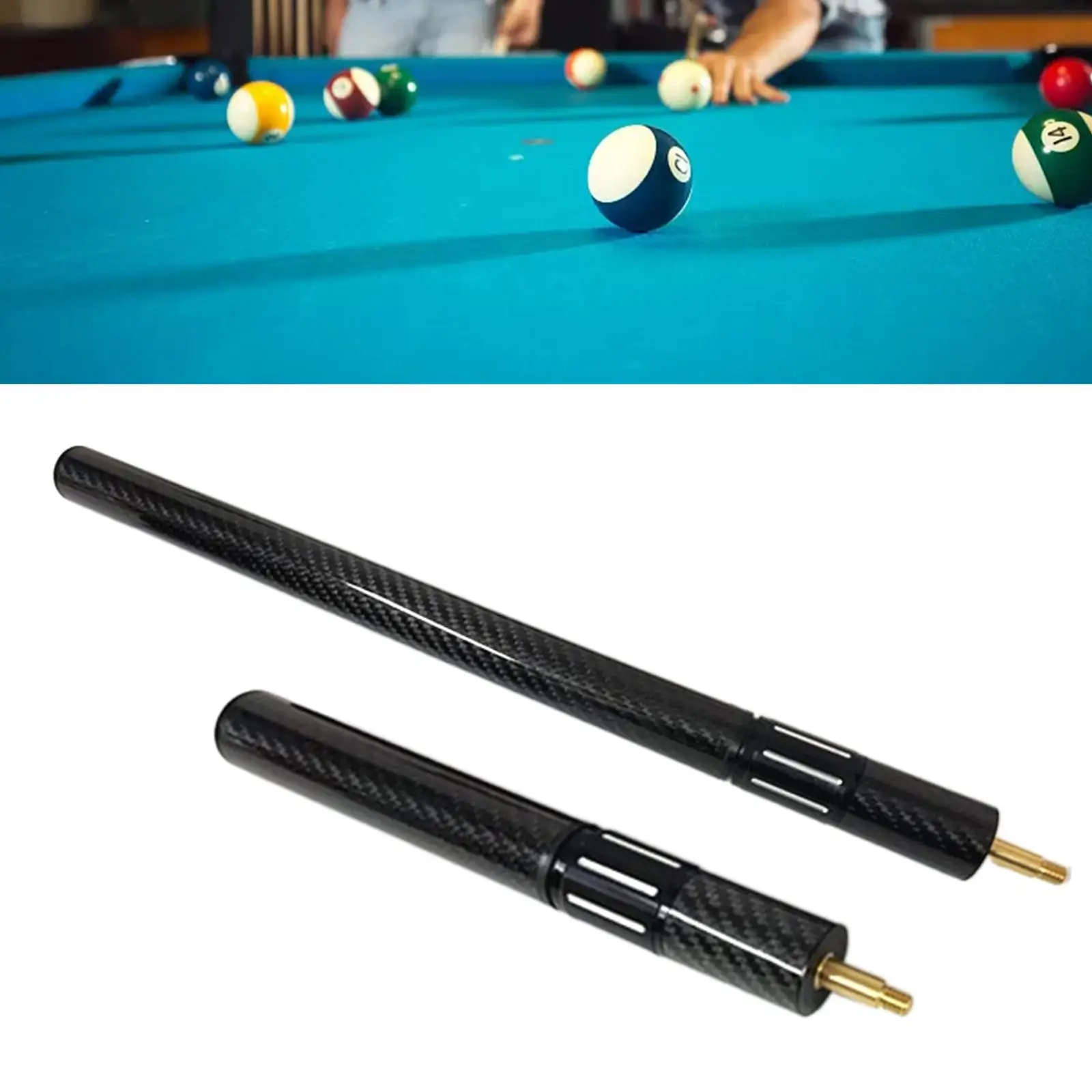 Billiard Cue Extension, Portable Carbon Fiber Billiard Cue Extender, Billiard