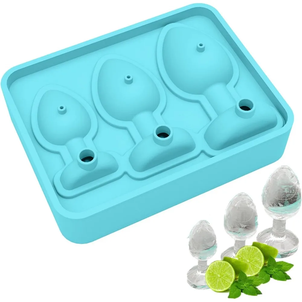Ice-Cube Mold, Funny Silicone Anal Plug Ice Tray, Silicone Ice-Cube Tray with Lid, Easy Fill and Release Ice-Cube Maker