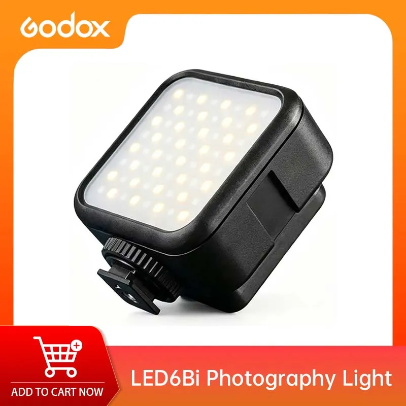 Godox LED6Bi Pocket Video Light, Dimmable Bi-Color 3200K-6500K, Type-C Rechargeable, CRI95+ Magnetic for DSLR/Smartphone