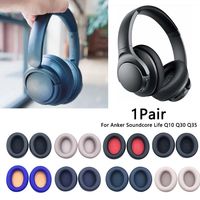 Leather Foam Pad Earmuffs Ear Pads Ear Cushion Earbuds Cover Headphones Accessories for Anker Soundcore Life Q10 Q30 Q35