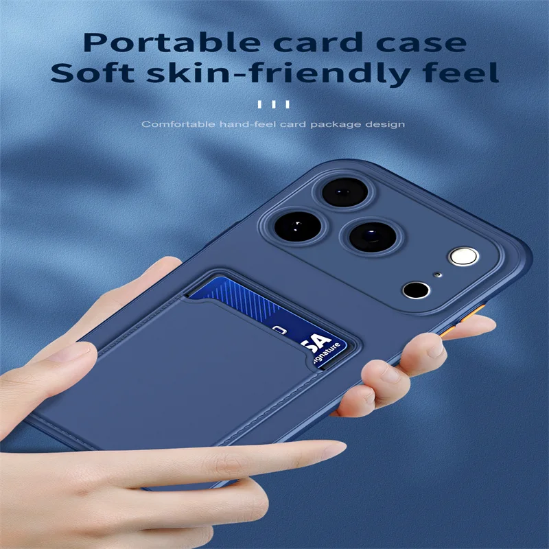 Soft Silicone Slot Wallet Card Holder Back Case For iPhone 18 Pro Max 18 Pro 17 Air 11 12 13 14 15 16 Plus Mini Shockproof Cover