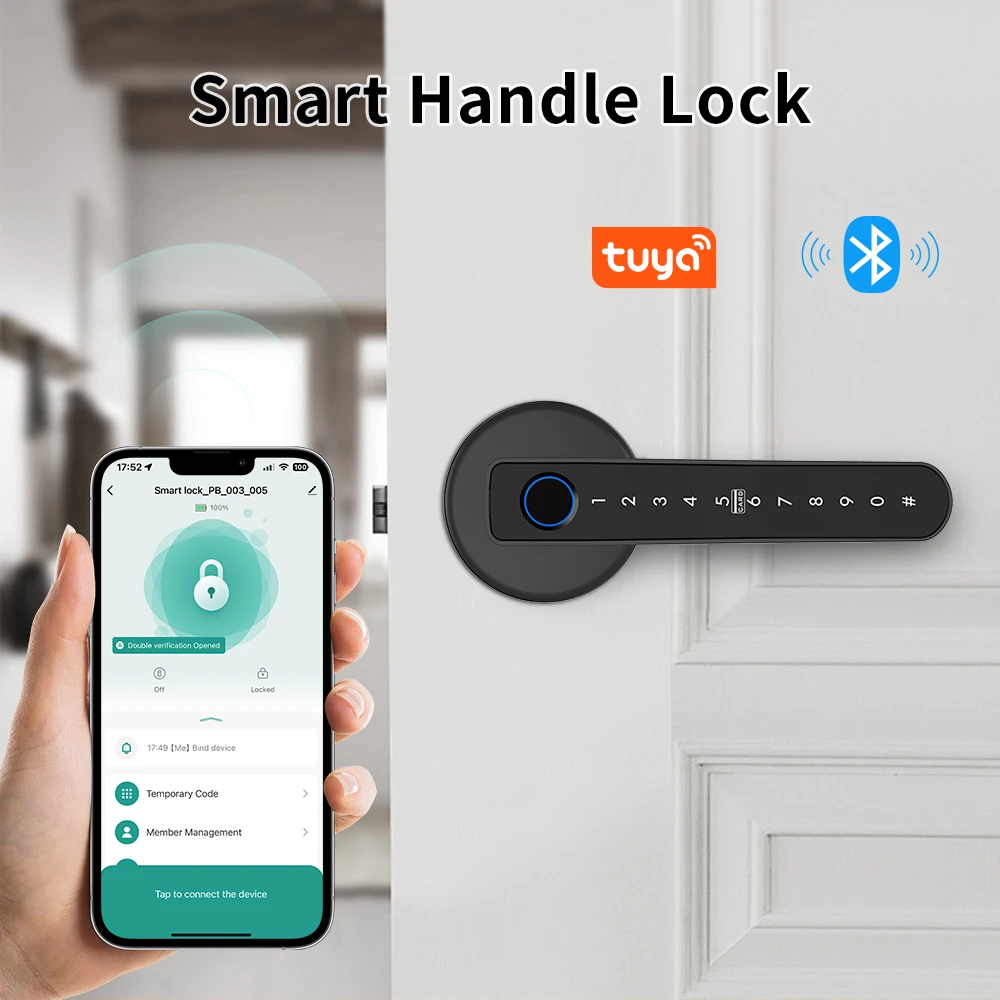 AVATTO Bluetooth Smart Handle Lock,Tuya Fingerprint Door Lock Home Security Lock.