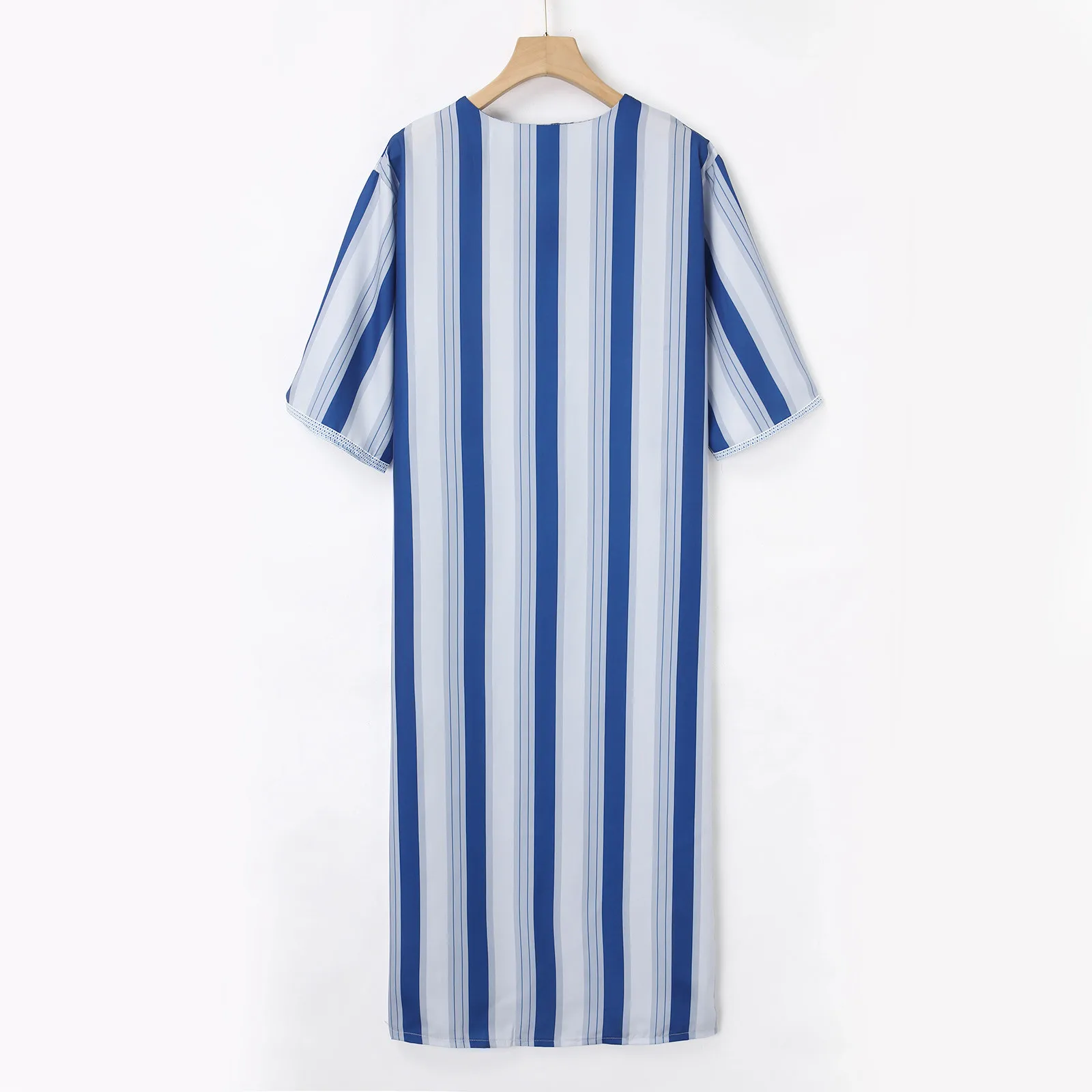 الرجال الإسلامية العربية جوبا ثوب مخطط كم طويل الجلباب الرجال المملكة العربية السعودية عباية فستان مسلم قفطان صلاة متواضعة Hombre قفطان #3