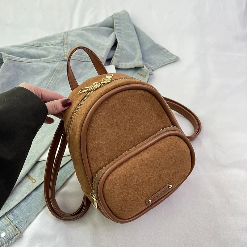 Fashion Mini Small Bag Women's Bag 2024 Trendy New Autumn and Winter Foreign Style Backpack Simple Texture Matte Small Backpack