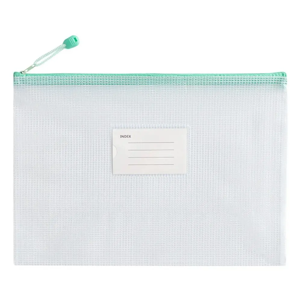 

Durable PVC A4 Mesh File Bag Zipper Thickened Document Storage Bag Subject Sorting Large Capacity File Folders Student